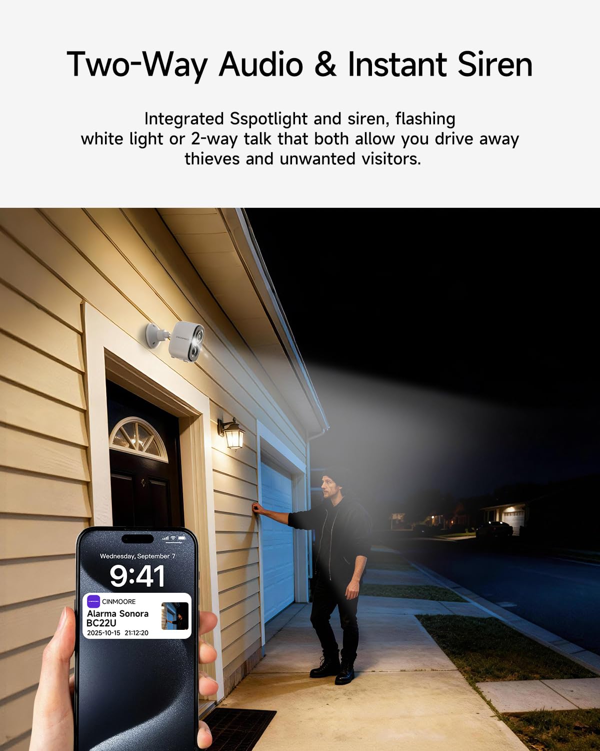 Telecamera di sicurezza 2.5K Wireless Outdoor, Telecamera per interni alimentata a batteria Rilevamento persone libere, Telecamere con montaggio magnetico per la sicurezza domestica, visione notturna
