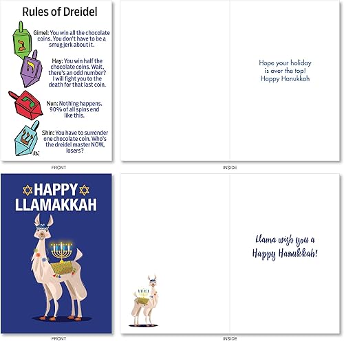 Miniatura 8 de NobleWorks - Juego de 10 tarjetas de felicitación divertidas de Janucá con sobres de 5 x 7 pulgadas (10 diseños, 1 cada uno) tarjetas navideñas