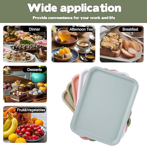 Miniatura 5 de Cieovo Paquete de 10 bandejas para servir comida rápida, colorida bandeja rectangular para cafetería, para restaurante, hogar, escuela, suministros
