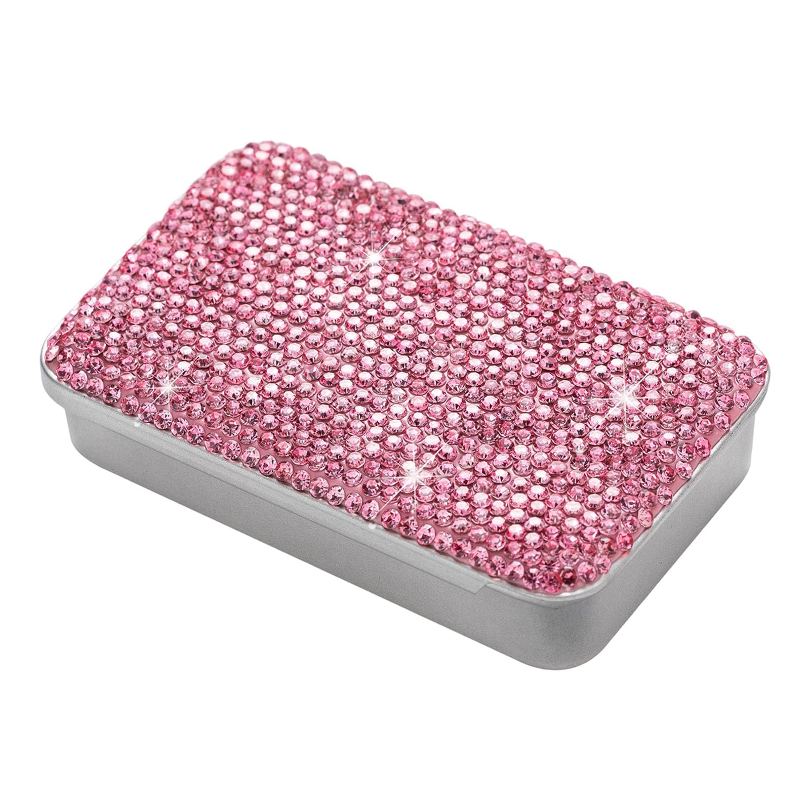 Elnwnnkc B Storage Case With Soft Ceramic Inlay And Rhinestones Portable Size For Storage Sophisticated Present Lavishness Metal Utt Case
