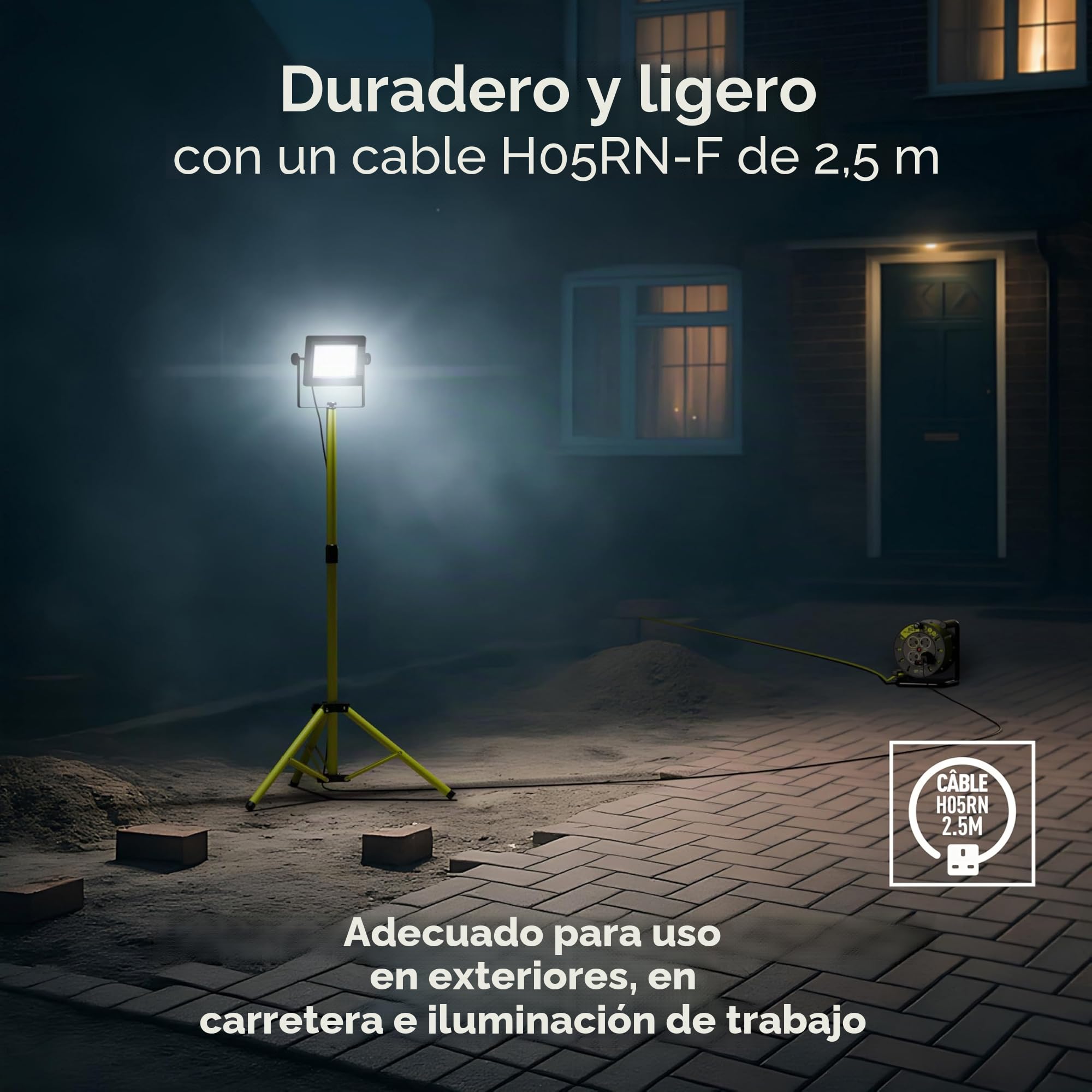 Luceco Foco de Trabajo Trípode 50W, Luz Portátil IP65 Impermeable, Lampara LED Portátil para Obras, Jardines, Automóviles, Garajes