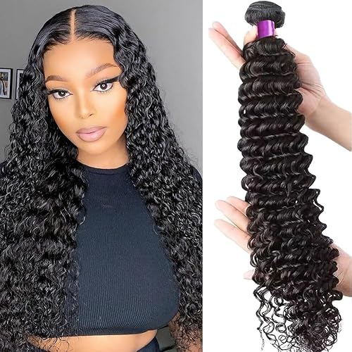 Paquetes de cabello humano virgen rizado 100% sin procesar, 1 paquete de doble trama, paquetes de cabello húmedo y ondulado, color negro natural