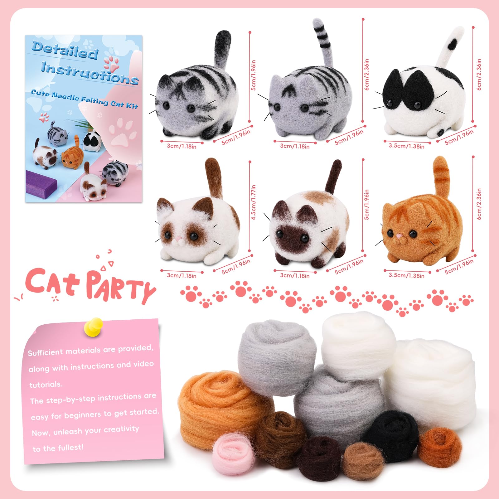 Beginner Felting Kit - Make Cute Felt Animals -3 Beginner Felting Kit - Make Cute Felt Animals -3