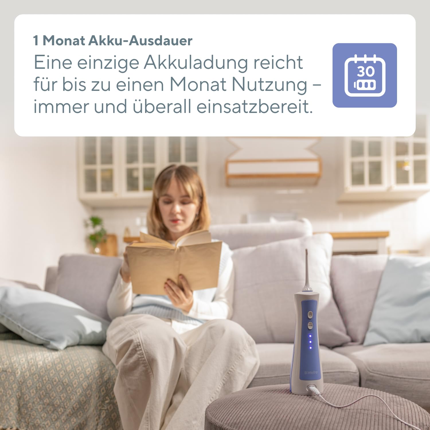 B.Well PRO-911 Tragbare Munddusche | Ideal für unterwegs, 45 Tage Akku | Schweizer Qualitätsstandards: Kompakt für unterwegs, 2 Düsen, 3 Modi und gründliche Mundpflege.