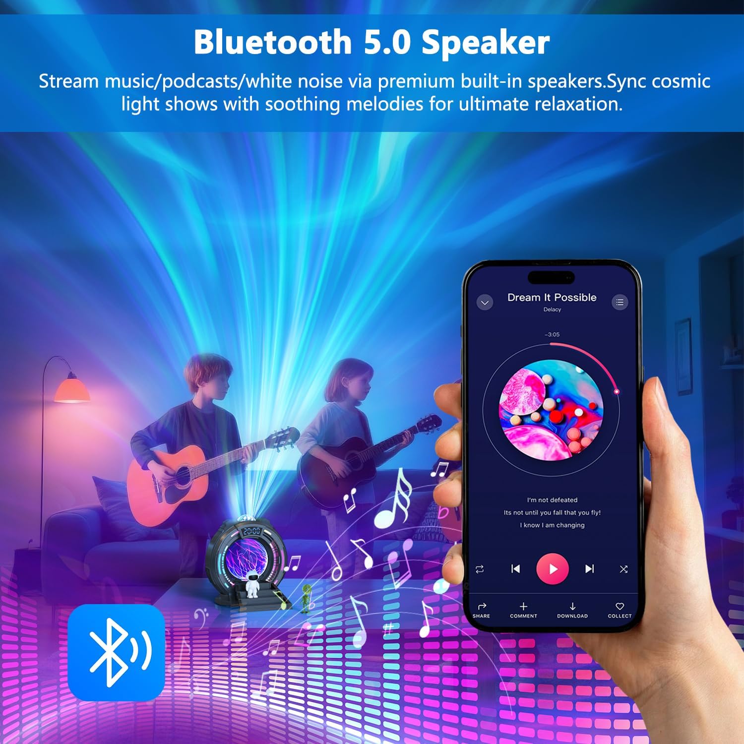 Northern Lights Projector for Kids: Galaxy Aurora Projector with Remote Control, Adjustable Color, Room Decor with Bluetooth Speaker, Timer, White Noise,Gifts for kids, Adults, Christmas, Birthday