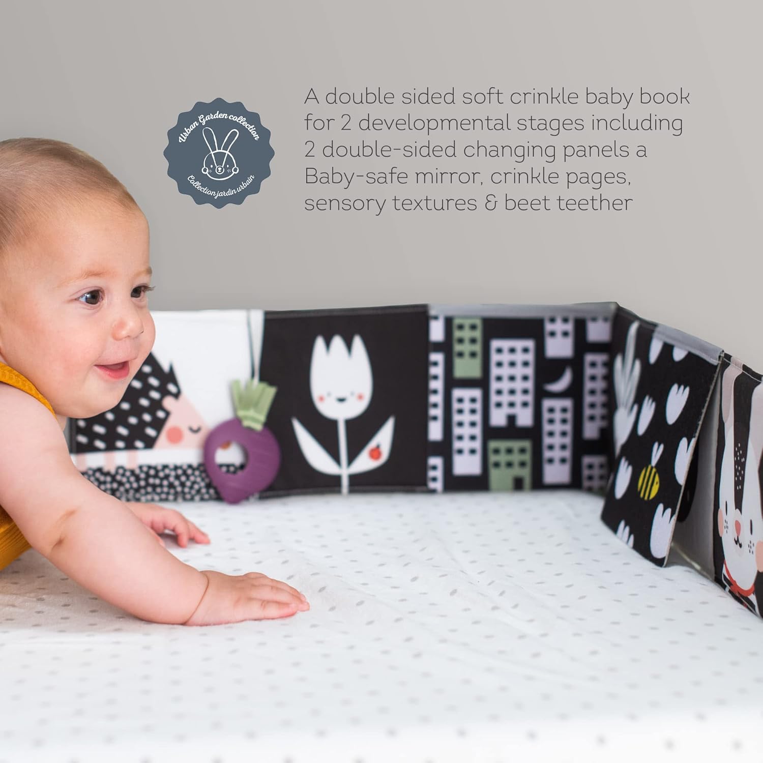 Taf Toys Urban Garden Soft Cloth Newborn Book, Crinkle Baby Book. High Contrast Sensory Toys. Early Education Activity Toy. Infant Tummy Time Toys. Multi-Sensory Textures and a Baby-Safe Mirror 3 71UCPislj4L. AC SL1500