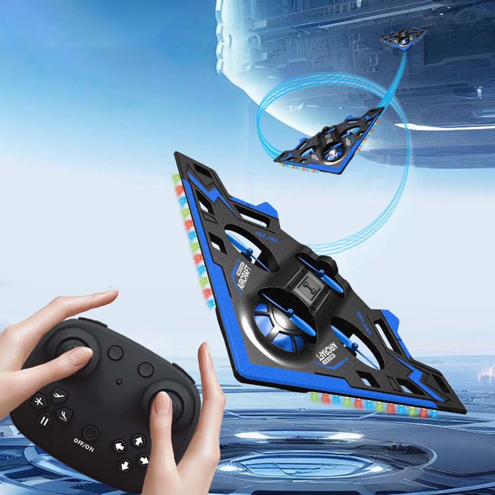 Avión Teledirigido RC con Y Diseño Triangular Material de Espuma Juguete Interactivo Regalo para Adecuado para Sala, Azul