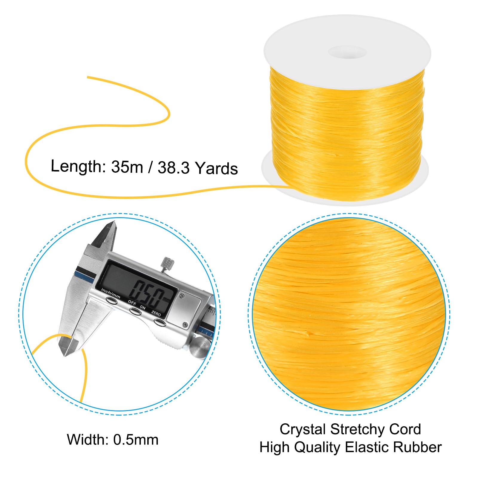 PATIKIL 38 Yard Stretchy Bracelet String, 0.5mm Round Elastic String Stretch Crystal String Bead Cord for Bracelets Beading Jewelry Making, Gold Tone - Image 2