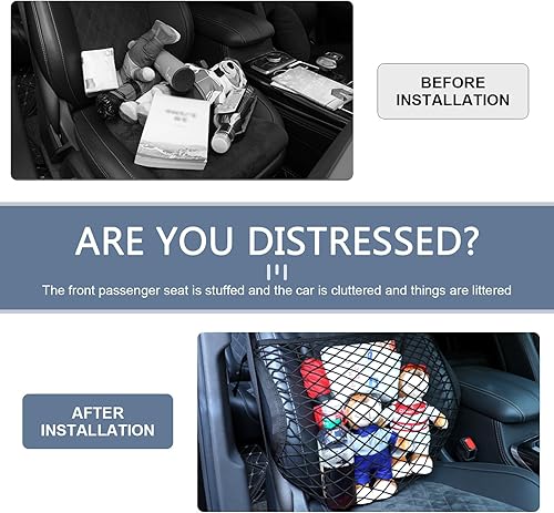 Miniatura 5 de Red organizadora de asiento de automóvil, 21.65 pulgadas x 21.65 pulgadas, red de carga de malla elástica con hebilla ajustable, red de