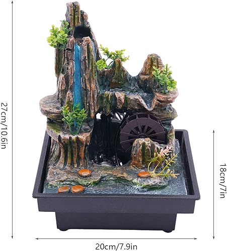 Vista 128 de Indoor Waterfall Fountain Tabletop Fountains with LED Lights,with Rolling Ball Atomizer,Lighted Illuminated Waterfall Indoor Small Rockery Desktop