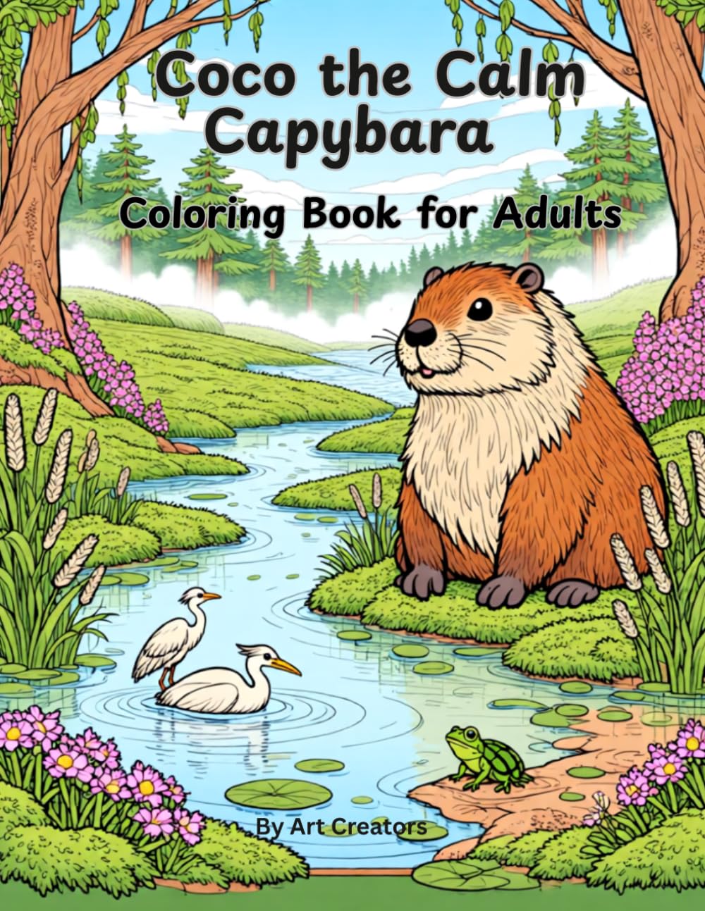 Coco the Calm Capybara Coloring Book for Adults: Cozy Stress Relief Coloring Pages of a Gentle Capybara for Relaxation, Mindfulness, and Anxiety Reduction