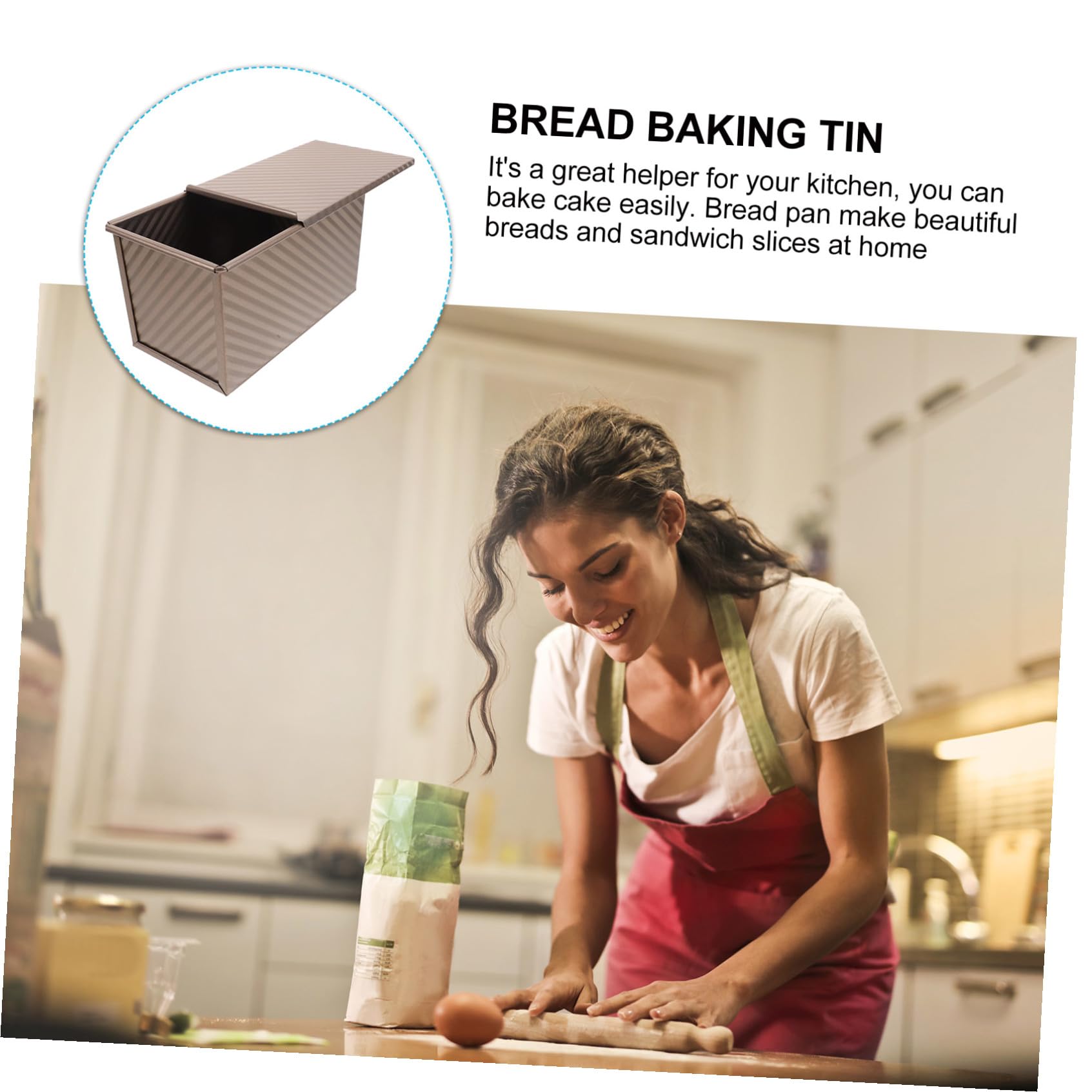 Molde De Pan Para Hornear De Acero Al Carbono Con Tapa Utensilio De Cocina Antiadherente Para Pan De Molde Para Panadería y Uso Doméstico