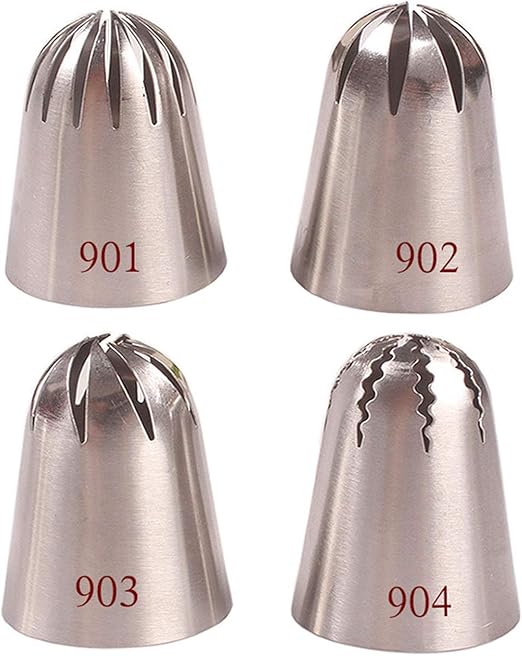 EBLLPA 4PCS Extra Large Piping Tips Set for Cupcakes Closed Star Pastry Tip Frosting Tips Large