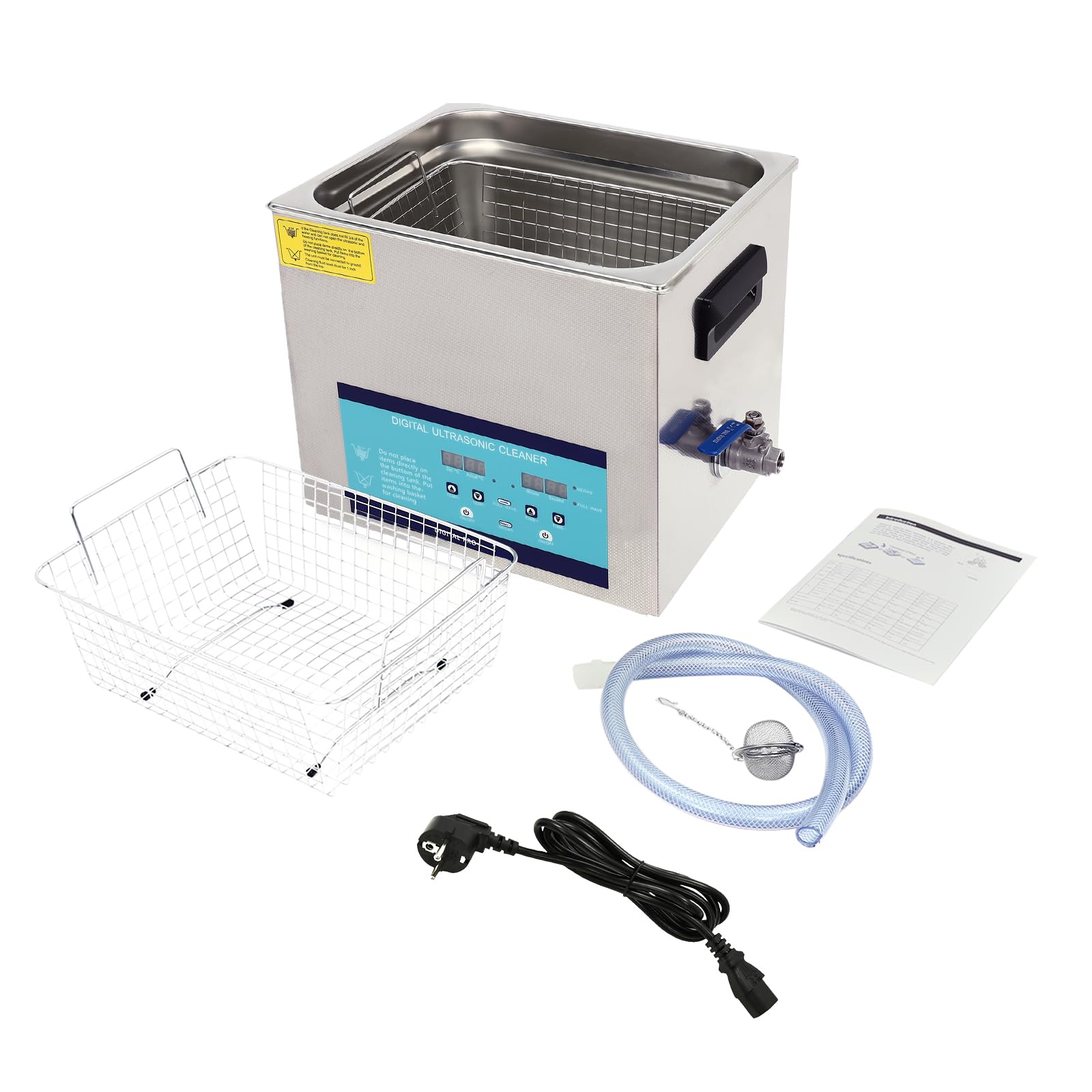 10L Ultraschallreiniger 240w Professioneller Ultraschallgerät mit Heizkorb Digital Timer Schmuck Reinigung Ultraschall für Brillen Zahnersatz Vergaser Eisenwaren