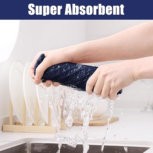 Miniatura 10 de Homaxy Trapos de cocina de microfibra con tejido de gofre, 12 x 12 pulgadas, ultra absorbentes y de color sólido, paños de cocina de secado rápido