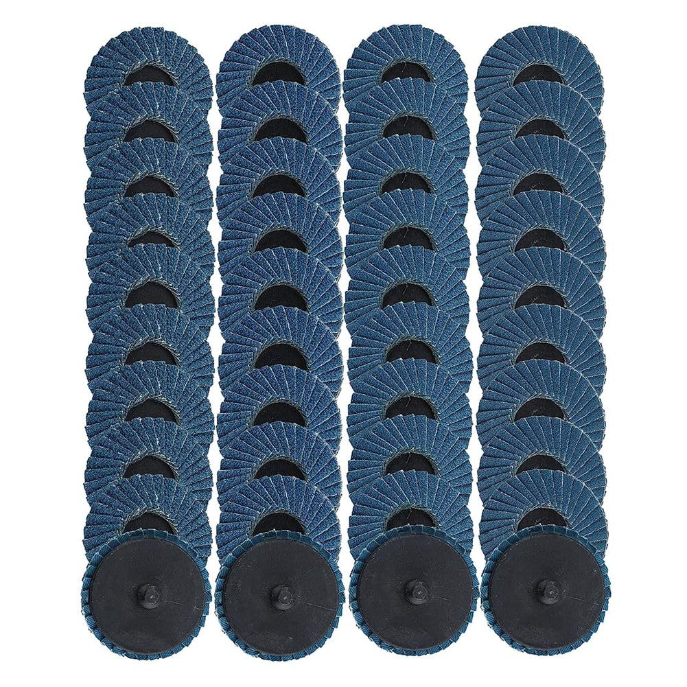 Osmond 40Pcs 2 in Roll Lock Flap Discs with 1/4inch Holder Die Grinder Attachments 40/60/80/120 Grit Grinding Wheels