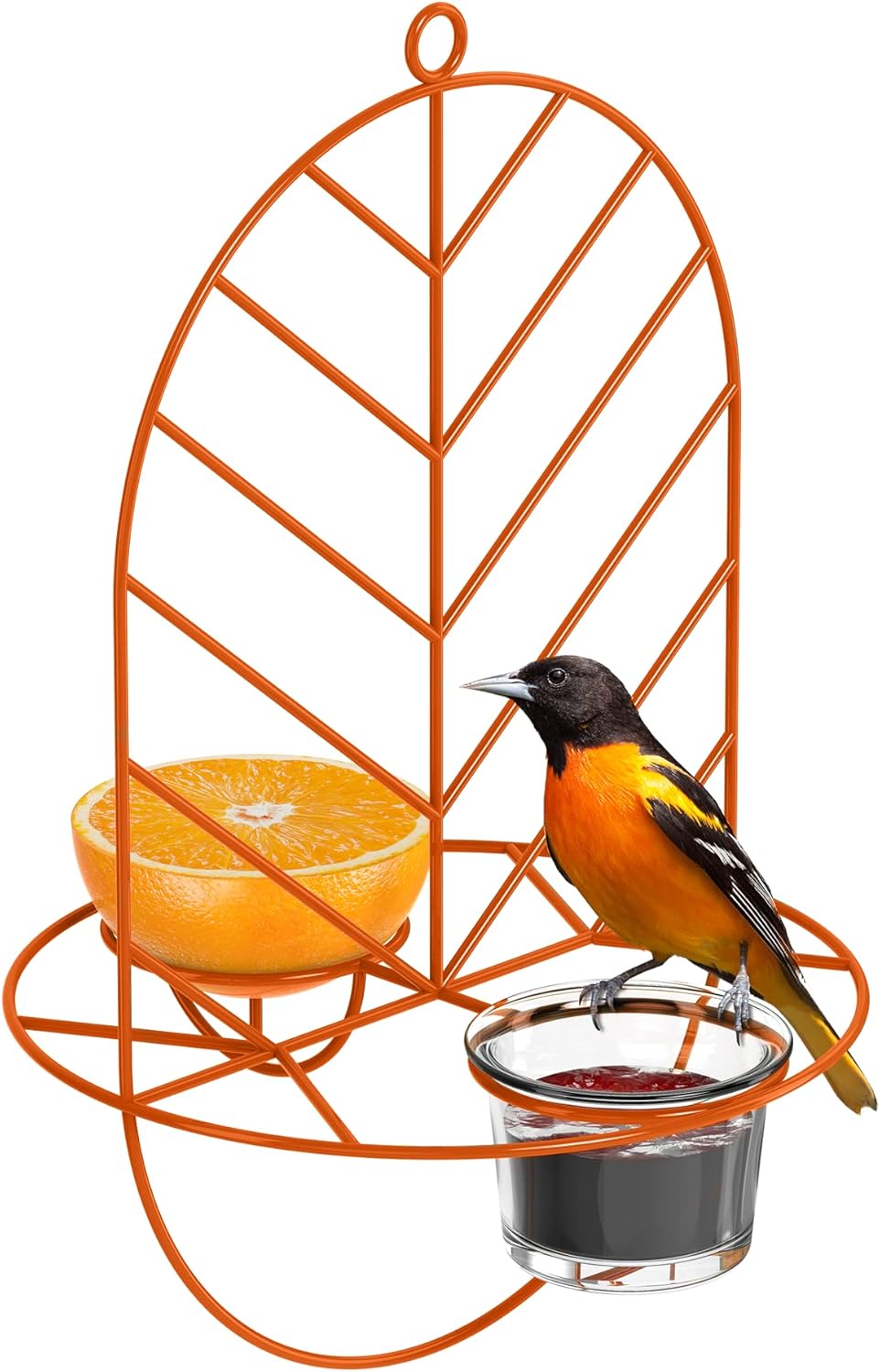 MEKKAPRO Baltimore Oriole Bird Feeder, Leaf Home Decor