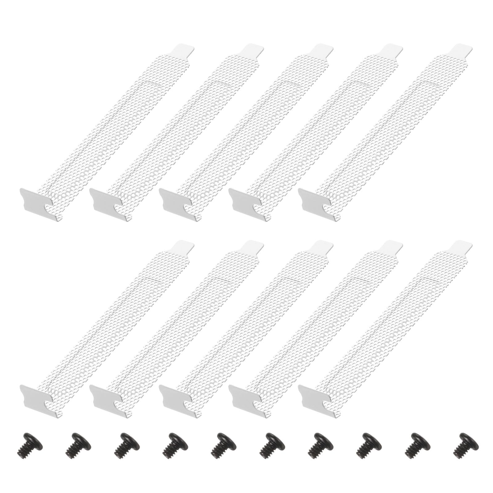 PATIKIL PCI Slot Cover Dust Filter 4.72 x 0.75 Inch, 10 Pcs Steel Dustproof Blanking Plate Ventilation Deflector Bracket Expansion Blank Plate with Screws for Computer Cases, White