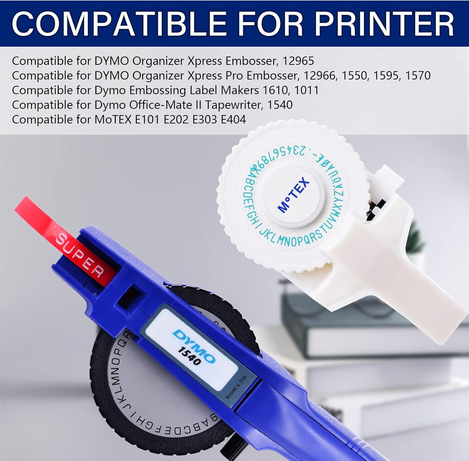 USUPERINK 4PK Compatible for Dymo 3D Plastic Embossing Labels 9mm 520109 1741670 White on Black Label Tape 3/8'' x 3m 9.8' for Organizer Xpress, ...