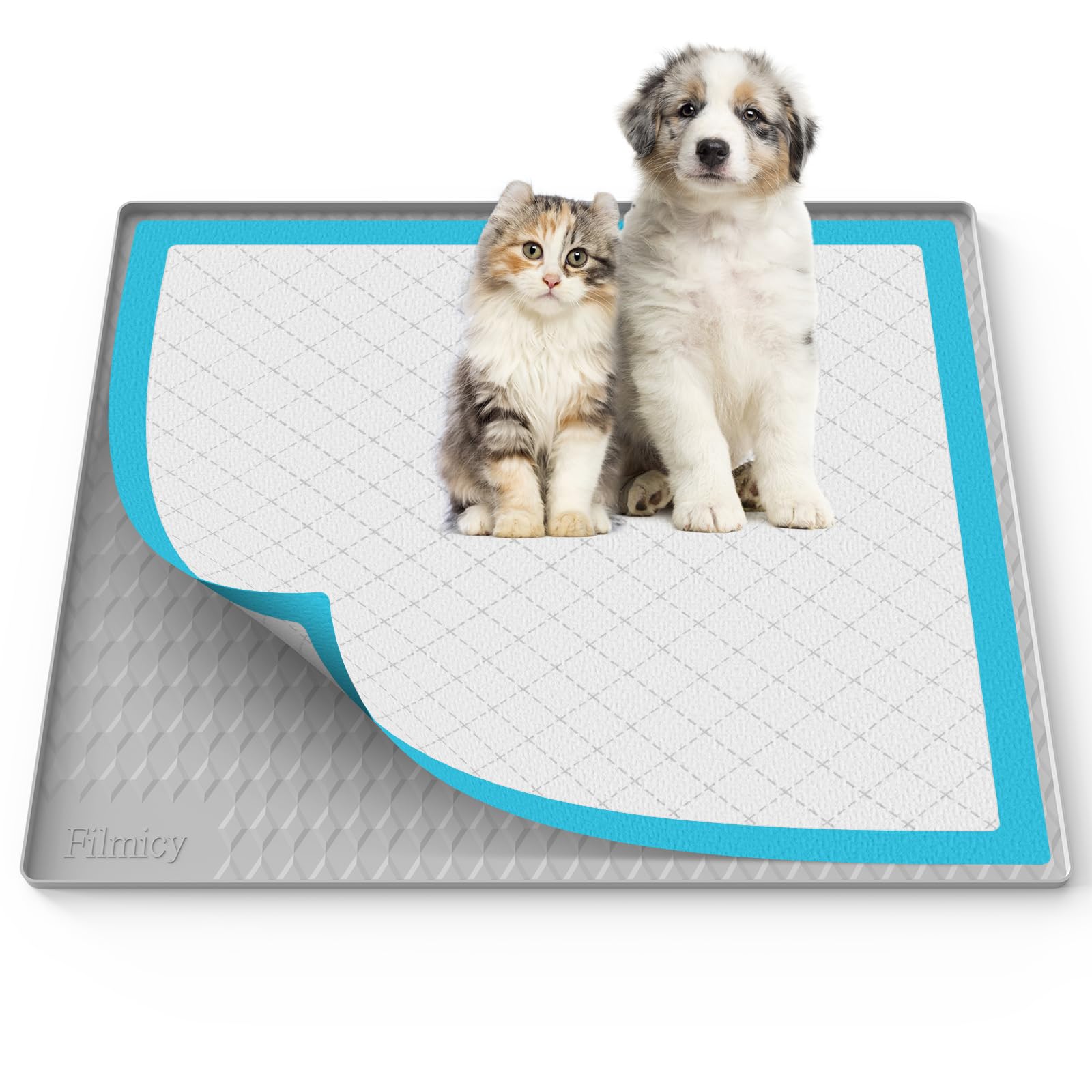 Photo 1 of Pee Pad Holder for Dogs,Silicone Dog Puppy Pad Holder, 34 x 28 No Spill Raised Lip High Edge,Portable, Leak-Proof Mat Holder for Dog Training Pads,Square Potty Trays for Home Floor Protection