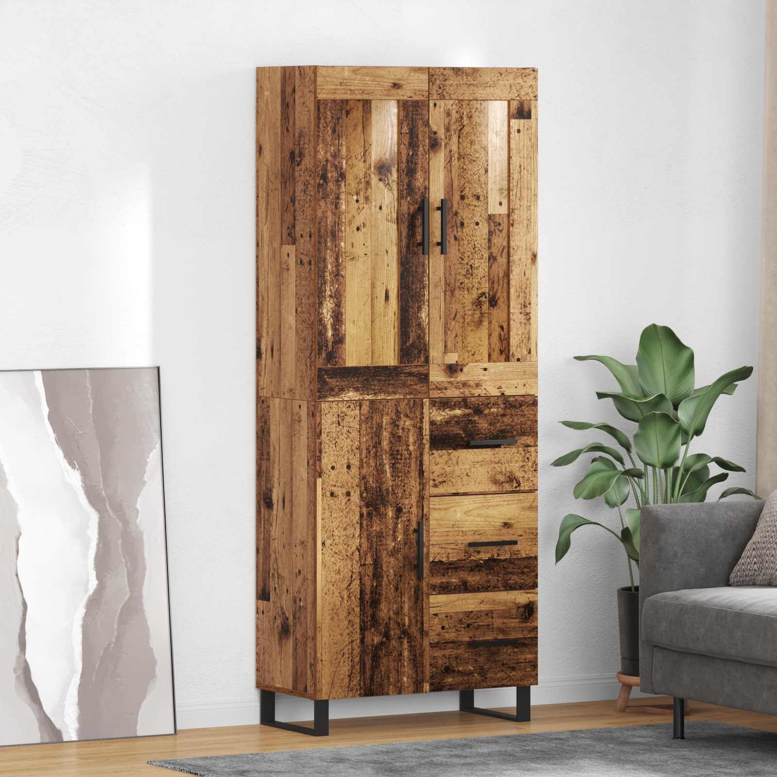 Aparador alto de madera para solucionar la falta de espacio en pasillo o comedor