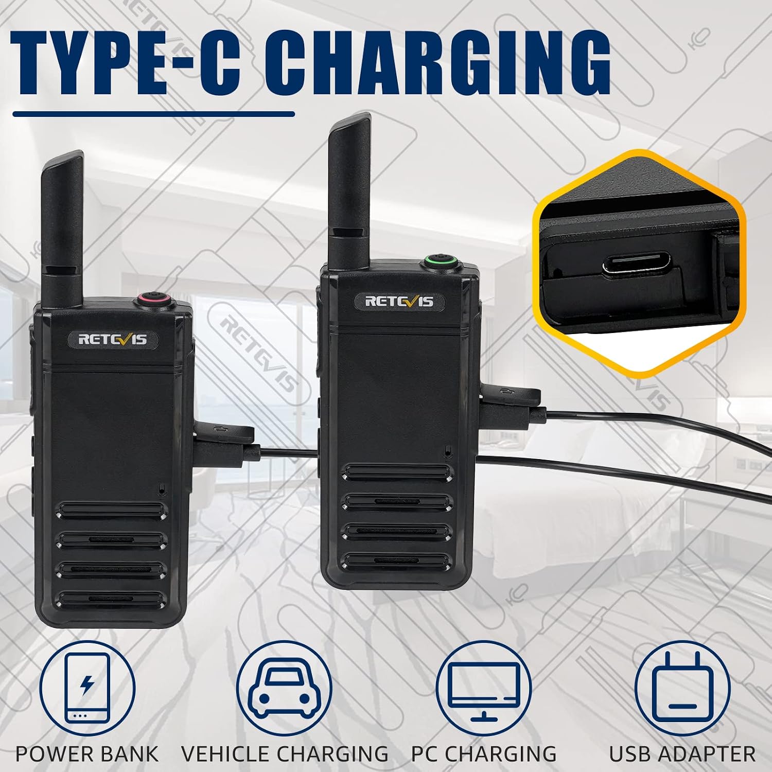Retevis RB39P Bluetooth Two Way Radio, Wireless Walkie Talkies with Earpiece, Ultra-Slim, License-Free, Hands Free for Restaurant Retail School Healthcare (10 Pack)