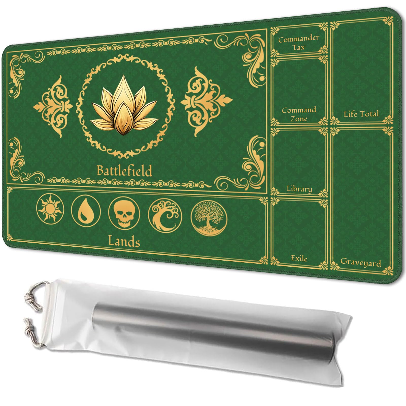 Playmat for MTG, Size 24 x 14 inches, Personalized TCG Card Game Mat for Magic The Gathering Players – Unique, Ideal for Card Game Enthusiasts, Green