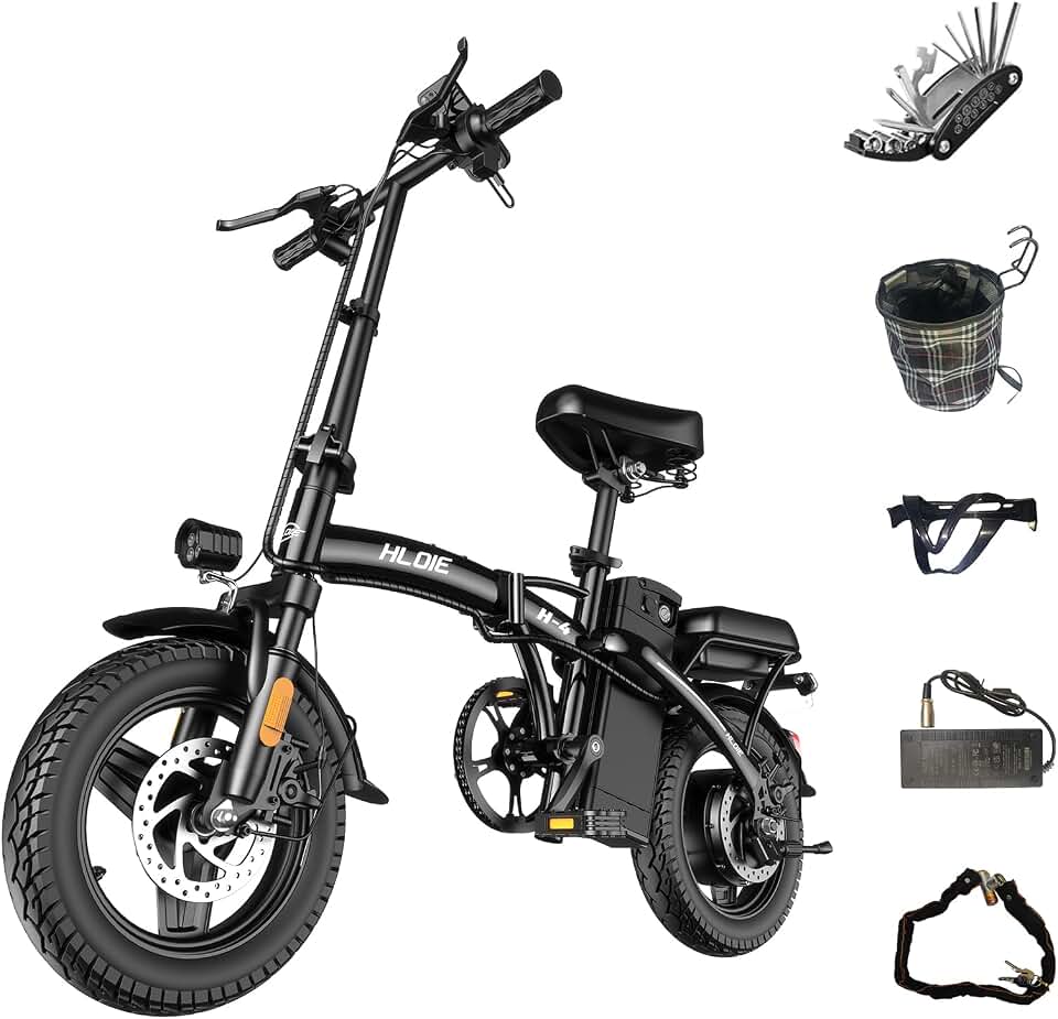 HLOIE Folding Electric Bike for Adults, Peak 750W Motor,20MPH Max Speed Foldable Electric Bicycles,14" Ebike, 48V12AH Battery 35 Miles PAS Range Mini E Bikes for Adults and Teens