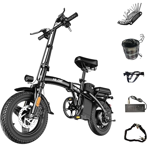 Folding Electric Bike for Adults, Peak 750W Motor,23MPH Max Speed Foldable Electric Bicycles,14" Ebike, 48V12AH Battery 35 Miles PAS Range Mini E Bikes for Adults and Teens