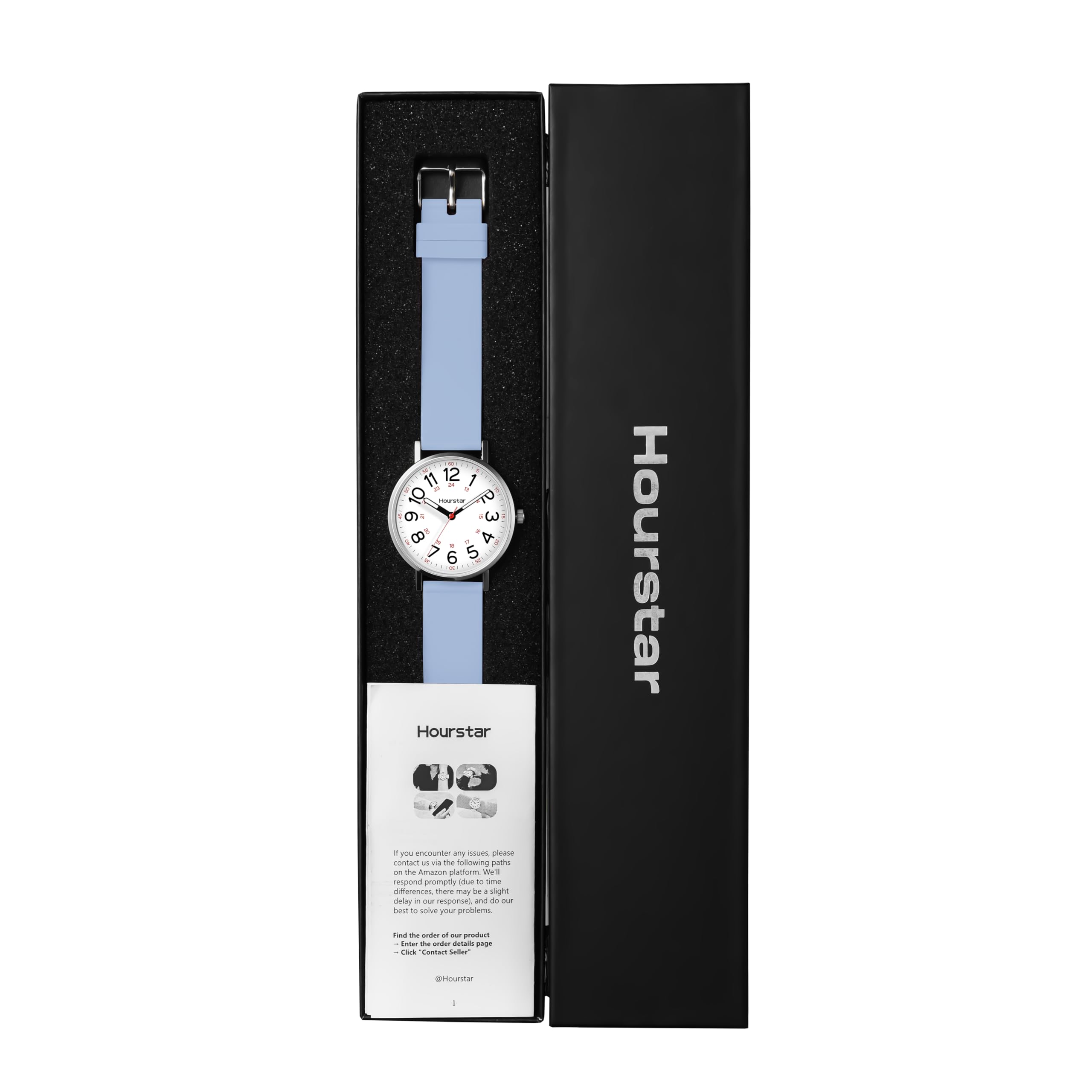 Damen Analog Krankenschwester Uhr mit Sekundenzeiger zum Stillen 12/24 Zeit Silikon Band Leicht Ablesen