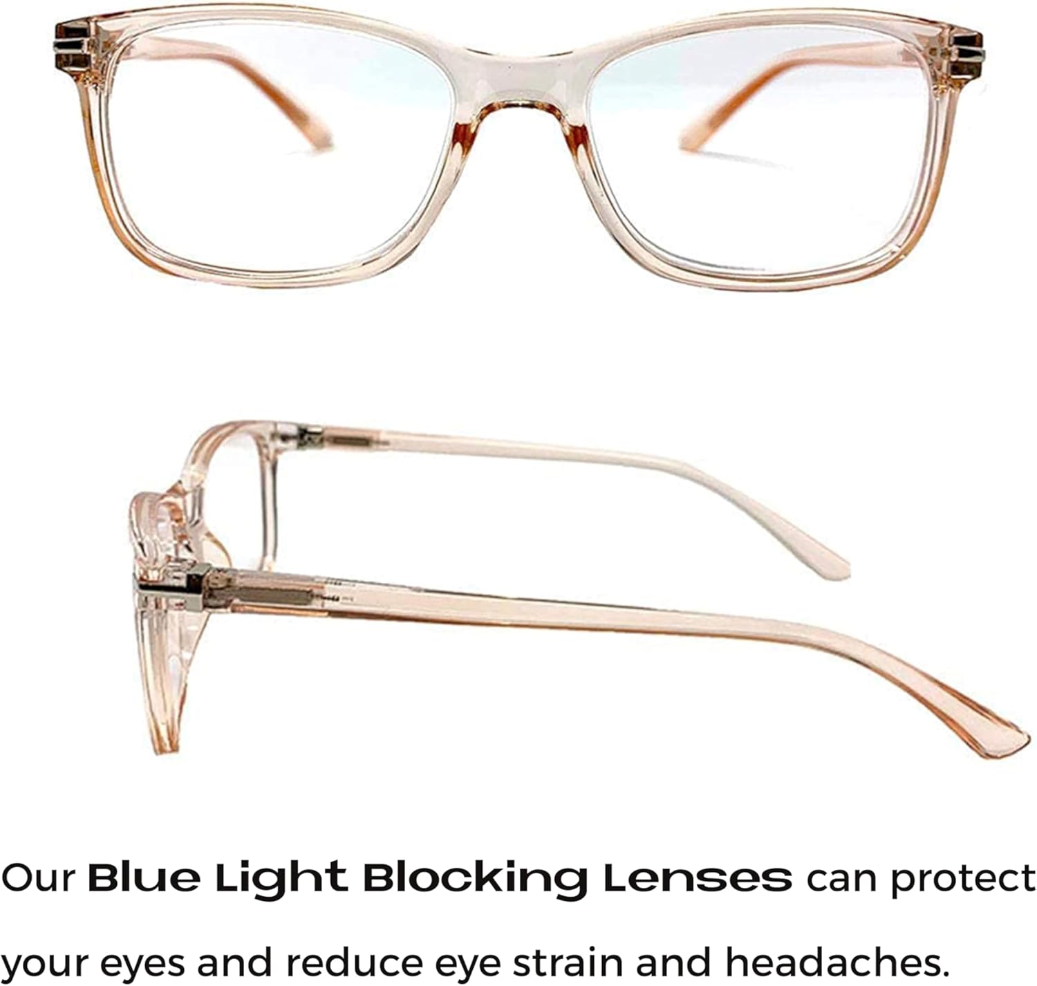 Readerest Blue Light Blocking Glasses – Thin Reflective Lens, Anti-Glare Computer Eyeglasses, UV Protection, Eye Strain Relief (Peach, 2.0 Magnification)