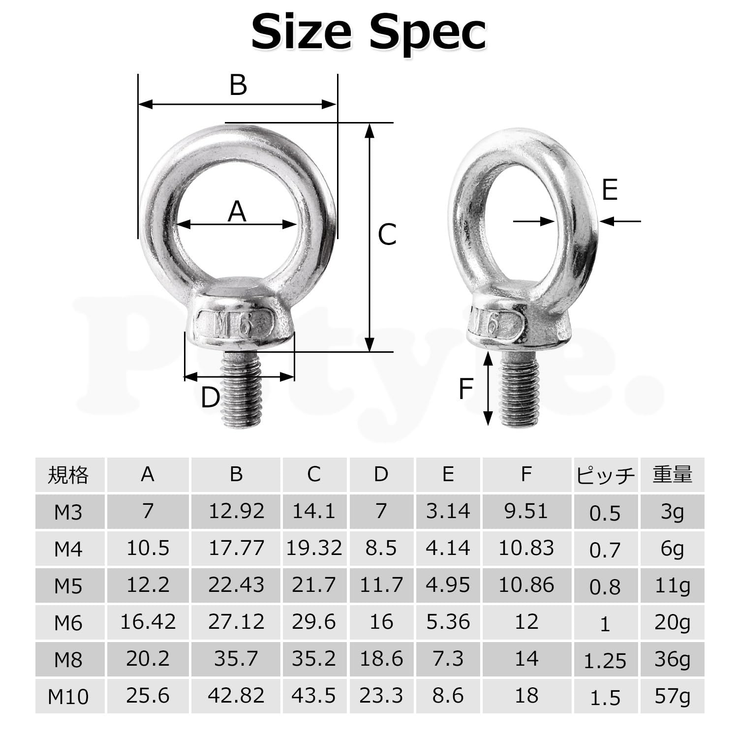 Amazon | Pstyle. アイボルト 天井 固定 ネジ フック ステンレス 吊り