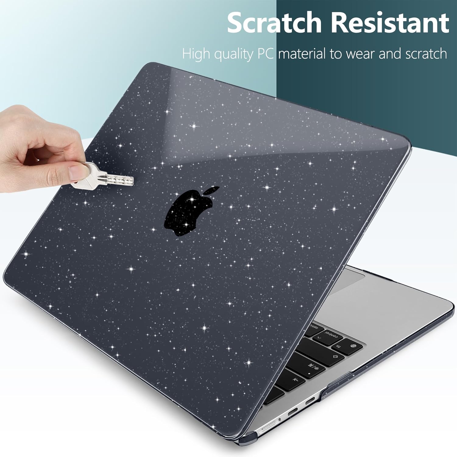 DONGKE Compatible with MacBook Air 13.6 inch Case M4 M3 M2 2025 2024 2023 2022 A3240 A3113 A2681, Glitter Bling Plastic Hard Shell & Keyboard Cover for MacBook Air M4 13 inch Case, Sparkly Black - Image 3