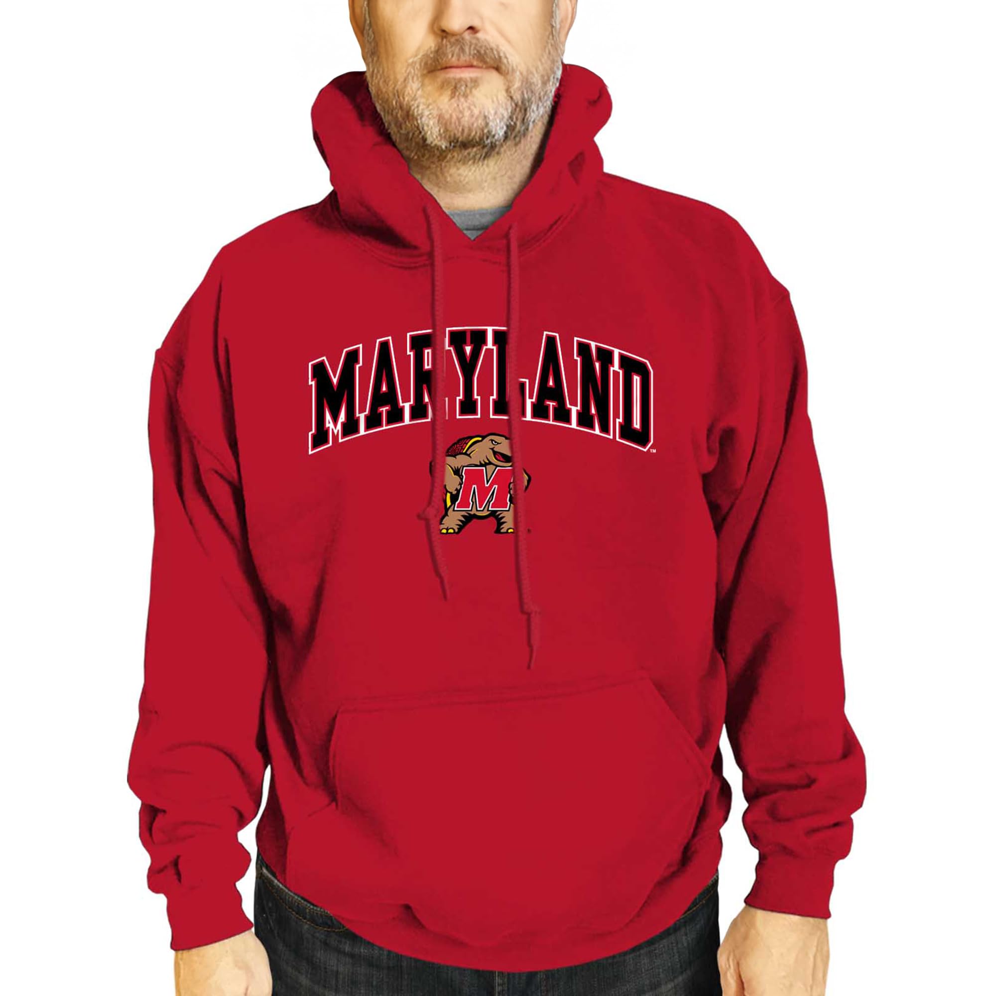 Campus Colors (Large) - Maryland Terrapins Adult Arch and Logo Hooded Sweatshirt - Red