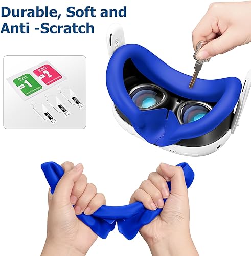Miniatura 4 de Funda de silicona para la cara con película protectora de lente de cámara para Quest 3 a prueba de sudor a prueba de luz antifugas