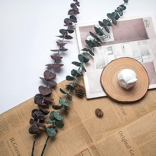 Miniatura 5 de WEDDLE 20 tallos de eucalipto secos, ramas de eucalipto reales de 17 pulgadas, flores inmortales de eucalipto 100% naturales, arreglo floral de