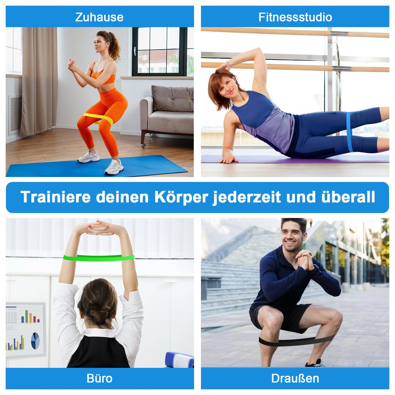 SURFOU Elastici Fitness Set, Elastico Palestra, Elastiche Bande, Fascia Elastica Allenamento Fascia Resistenza Sport Training Band Elastice Fitbands con Pilates Yoga Esercizi Fitnes