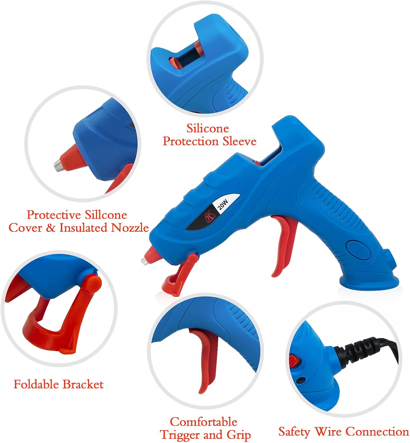 FL Hot Glue Gun, High Temperature Hot Melt Glue Gun Kit with 15 pcs Glue Sticks, Packaging, DIY, Arts & Craft, Repair and More (Light Blue-20W) : Arts, Crafts & Sewing