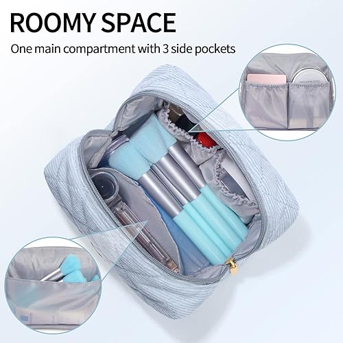 Miniatura 4 de MAANGE 2 bolsas de maquillaje pequeñas, bolsas de cosméticos para bolso, bolsa de maquillaje de pana, bonita bolsa de maquillaje con cremallera,