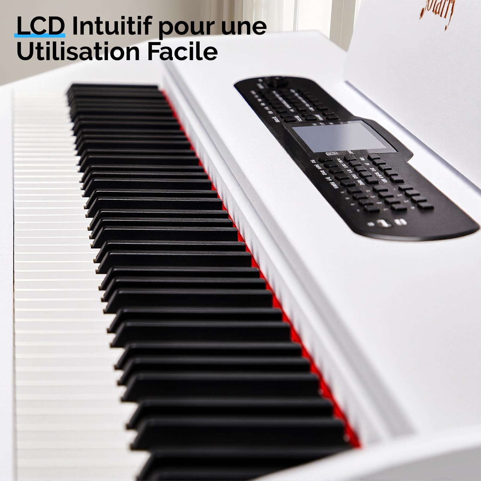 BONNLO Piano Numérique 88 Touches Pondérées, Piano Électrique avec Bluetooth Audio&MIDI- Enregistrement, Transposition, Volume Accompagnement, Accord/Force - Idéal pour Famille, Enseignement (Blanc)
