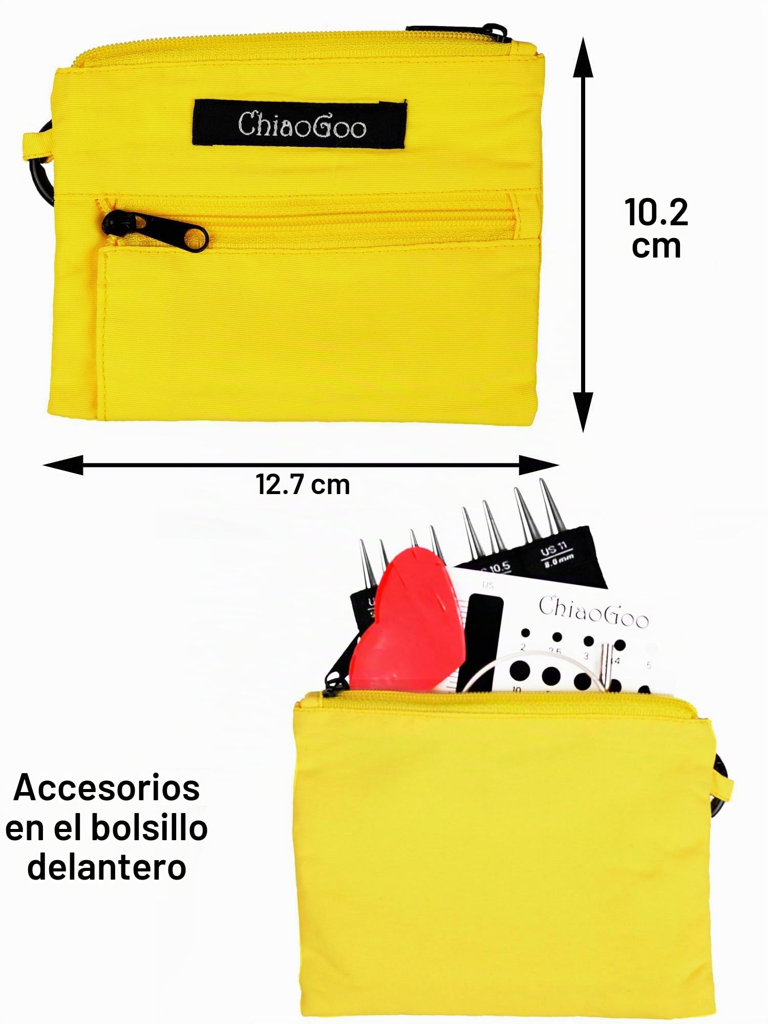 ChiaoGoo Twist Red Lace Shorties 7230-L - Juego de agujas de tejer intercambiables 7230-L, acero inoxidable con 3 cables giratorios 360 con bolsa de proyectos