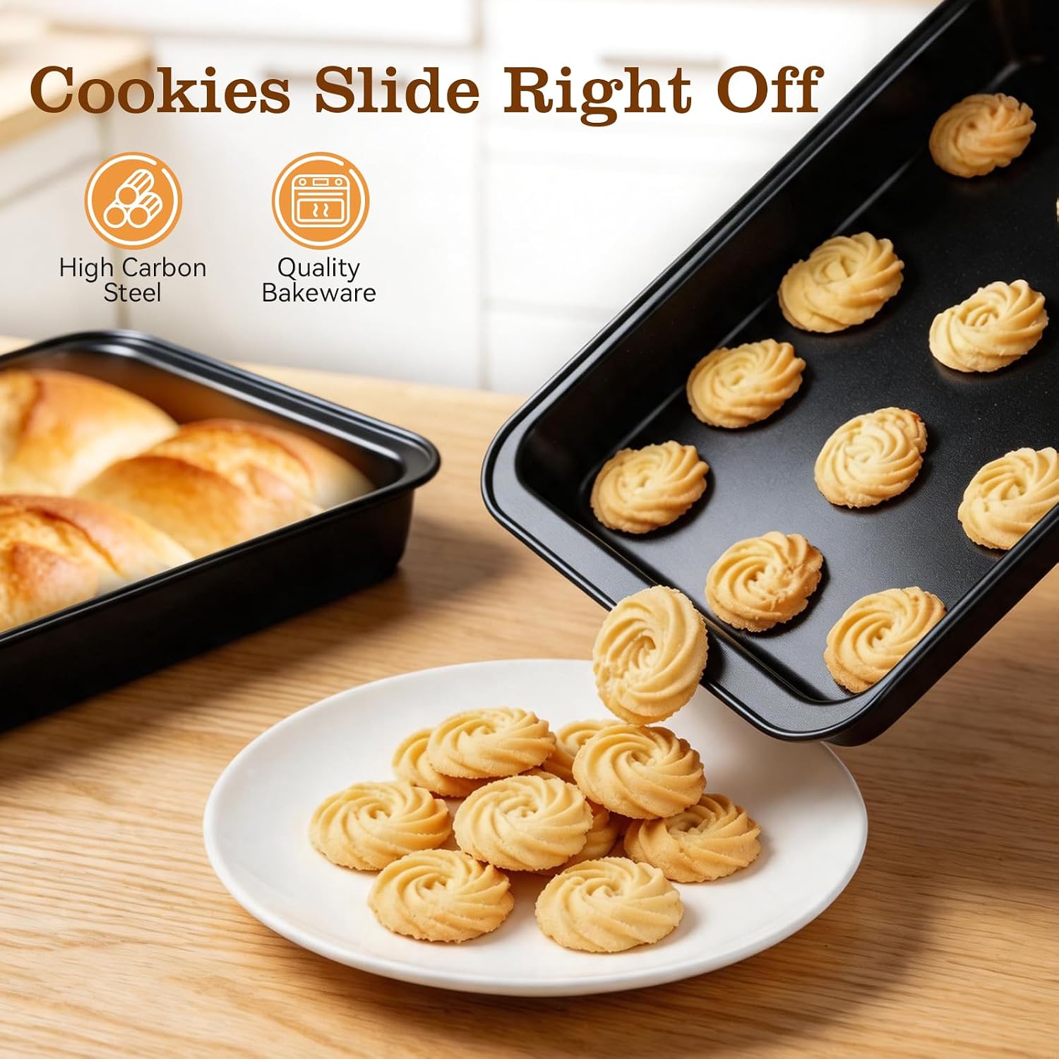 25-Picec Nonstick Baking Pans Set, High-Carbon Steel for Kitchen (Black)