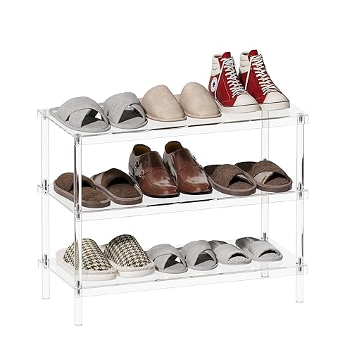 Aquiver 3-Tier Acrylic Shoe Rack - Modern Freestanding Shoe Storage