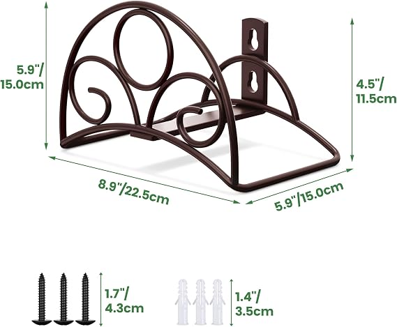 Metal Garden Hose Holder - Wall Mounted Water Hose Holder - Hose Hanger Heavy Duty for Water Hose Extension Cords Vacuum Hose bronze