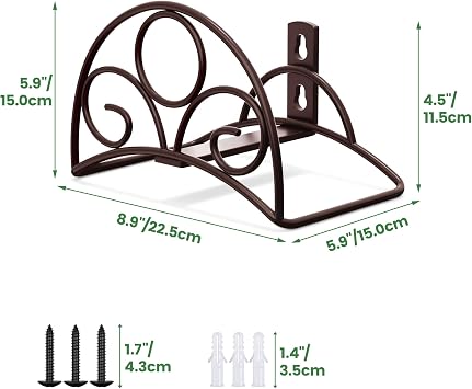 Metal Garden Hose Holder - Wall Mounted Water Hose Holder - Hose Hanger Heavy Duty for Water Hose Extension Cords Vacuum Hose bronze