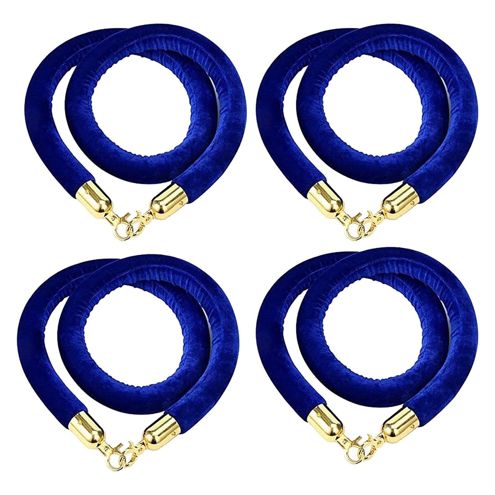 Ghkryd 4Pcs Barrier Rope, Navy Blue Stanchion Queue Line Barrier Rope, Crowd Control Barriers Safety Velvet With Hooks(,13Ft/396Cm)