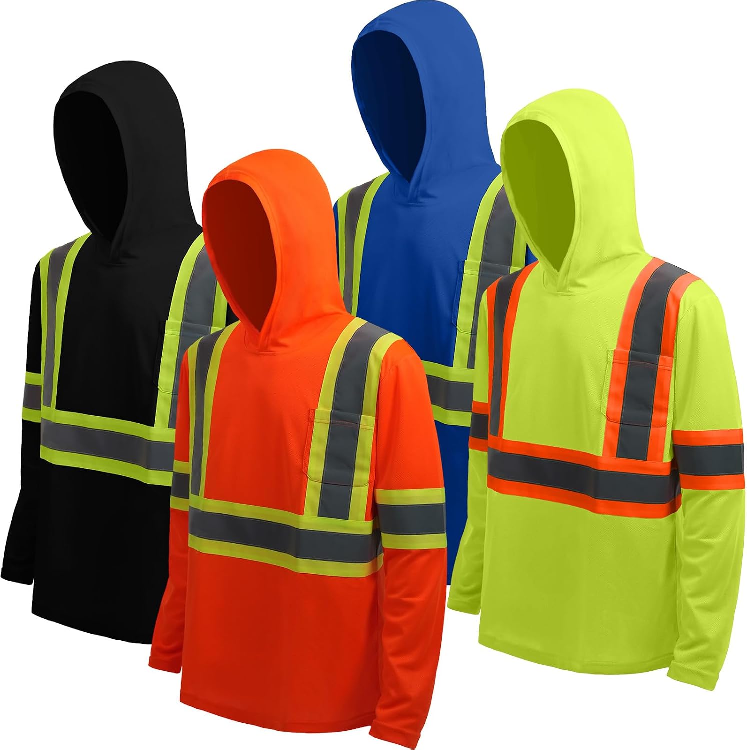 LeeHanTon Safety Shirt Long Sleeve High Visibility Reflective T Shirt Quick Dry Mesh Construction Work Class 2 Shirt for Men