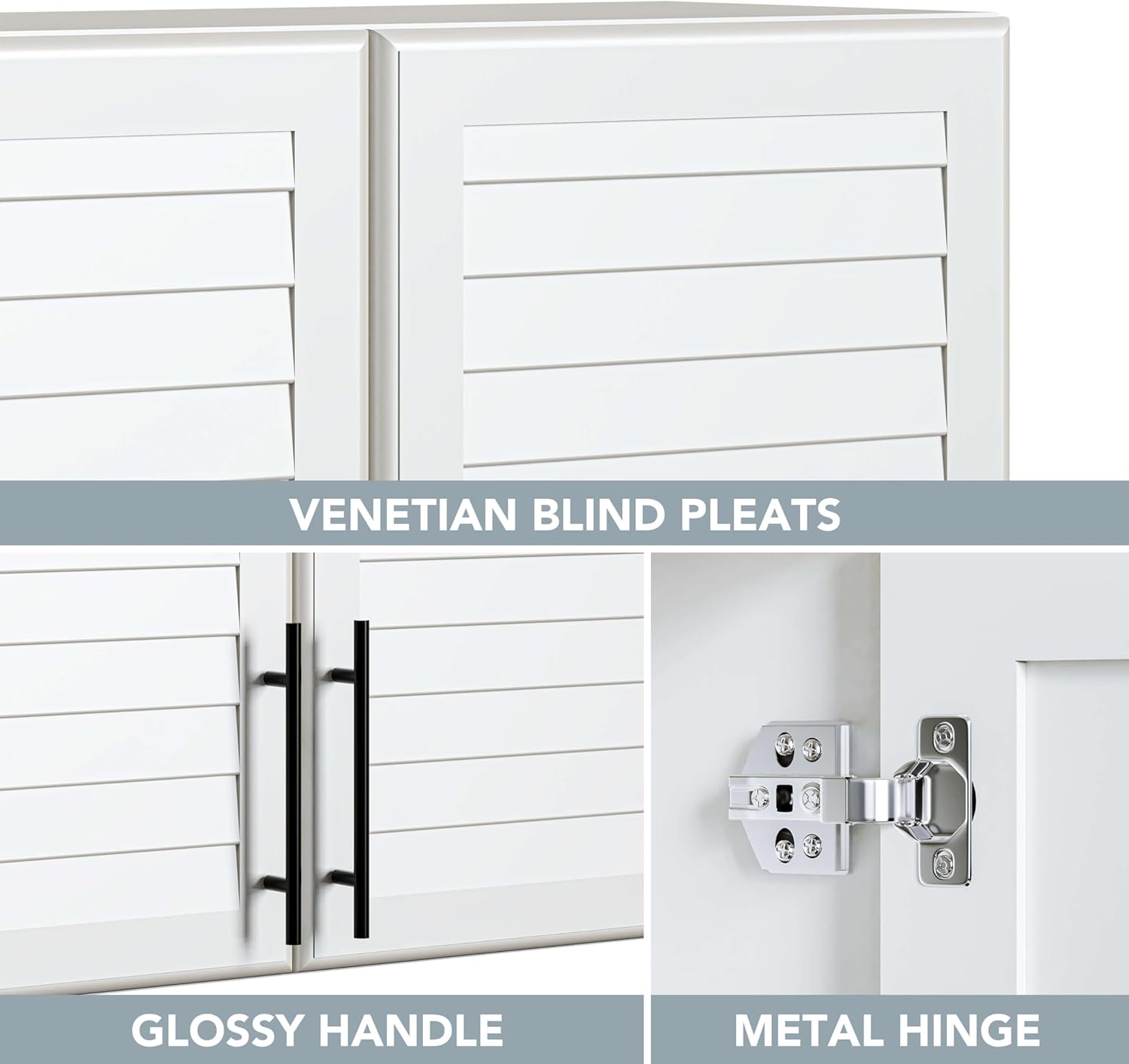 FIMELLO 59’’ Laundry Room Cabinets Wall Mounted, Kitchen wall Cabinet, Bathroom Wall Cabinet, Hanging Cabinet, Adjustable Shelf, Shutter Style Door, White