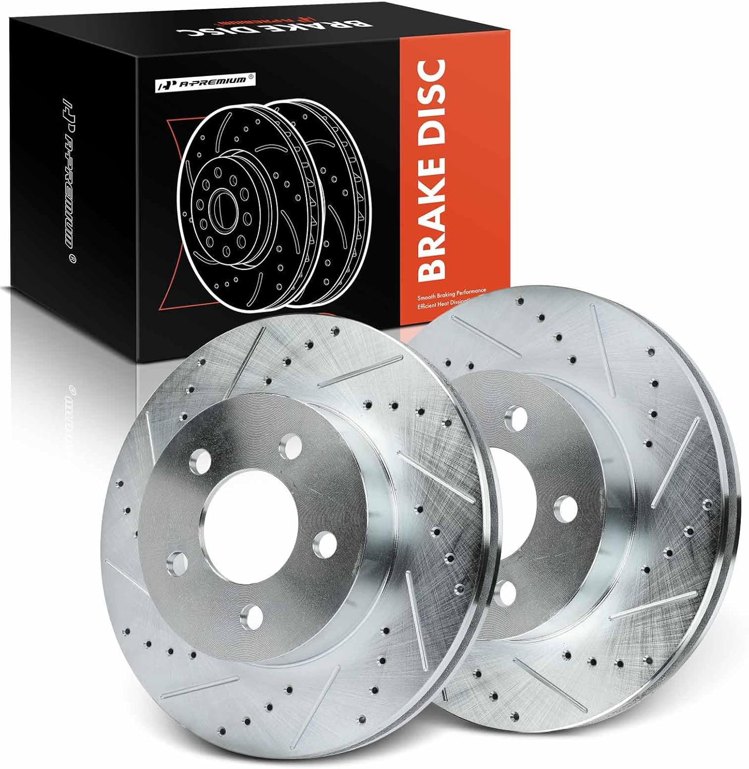 A-Premium 11.339 inch (288.01mm) Front Drilled and Slotted Disc Brake Rotors Compatible with Select Jeep Models - Liberty 2002-2007, 2-PC Set