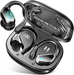 Bluetooth 5.4 Headphones Sport, 75 Hours 2026 Headphones Wireless Bluetooth, Bass 3.0 HiFi Stereo, IP-X8 Waterproof Wirele…
